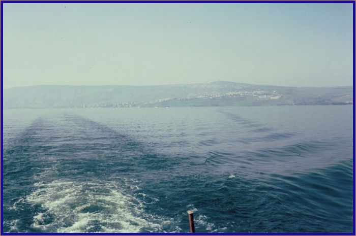 Looking back at the city of Tiberias